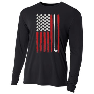 American Flag Golf Balls And Club Vintage Golfing Cooling Performance Long Sleeve Crew