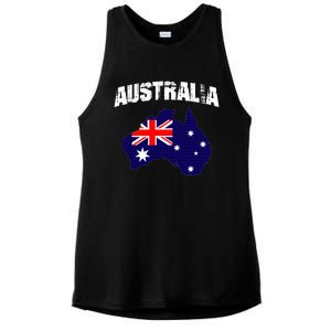 Australia Flag Gift Ladies PosiCharge Tri-Blend Wicking Tank