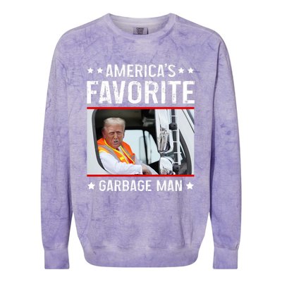 AmericaS Favorite Garbage Man Funny Trump Garbage Truck Colorblast Crewneck Sweatshirt