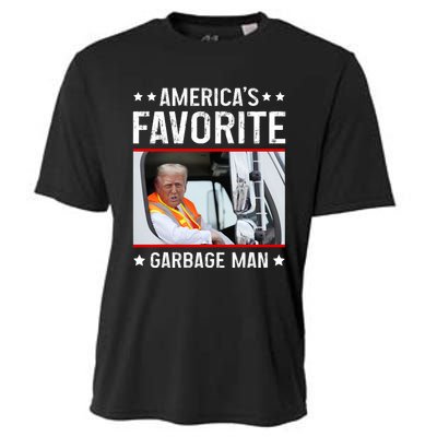 AmericaS Favorite Garbage Man Funny Trump Garbage Truck Cooling Performance Crew T-Shirt