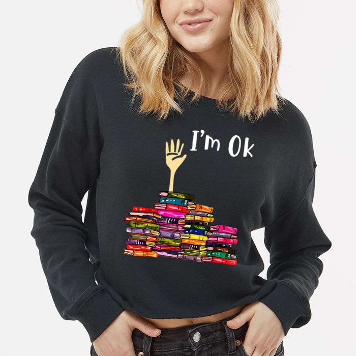 A Funny Gift For Reading Books Librarian Readers Nerd Cropped Pullover Crew