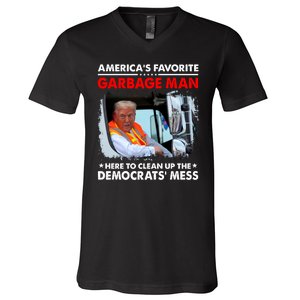 Americas Favorite Garbage Man Here To Clean Up The Democrats Mess Trump 2024 V-Neck T-Shirt