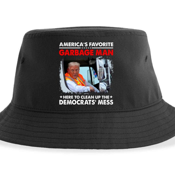 Americas Favorite Garbage Man Here To Clean Up The Democrats Mess Trump 2024 Sustainable Bucket Hat