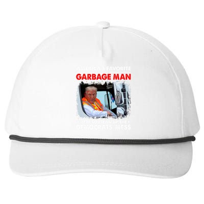 Americas Favorite Garbage Man Here To Clean Up The Democrats Mess Trump 2024 Snapback Five-Panel Rope Hat