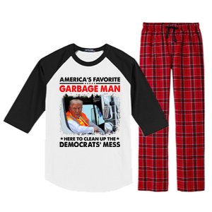 Americas Favorite Garbage Man Here To Clean Up The Democrats Mess Trump 2024 Raglan Sleeve Pajama Set