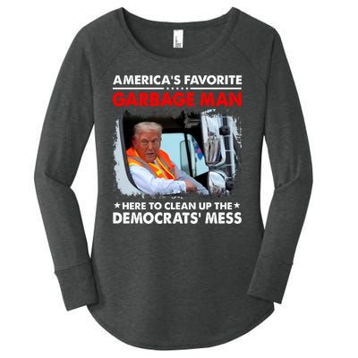 Americas Favorite Garbage Man Here To Clean Up The Democrats Mess Trump 2024 Women's Perfect Tri Tunic Long Sleeve Shirt