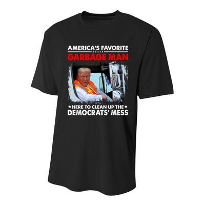 Americas Favorite Garbage Man Here To Clean Up The Democrats Mess Trump 2024 Youth Performance Sprint T-Shirt
