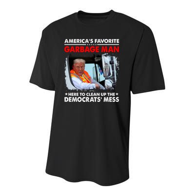 Americas Favorite Garbage Man Here To Clean Up The Democrats Mess Trump 2024 Youth Performance Sprint T-Shirt