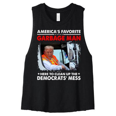 Americas Favorite Garbage Man Here To Clean Up The Democrats Mess Trump 2024 Women's Racerback Cropped Tank