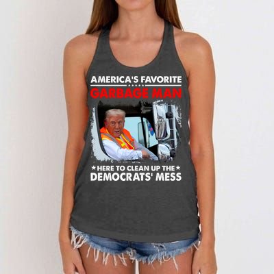 Americas Favorite Garbage Man Here To Clean Up The Democrats Mess Trump 2024 Women's Knotted Racerback Tank