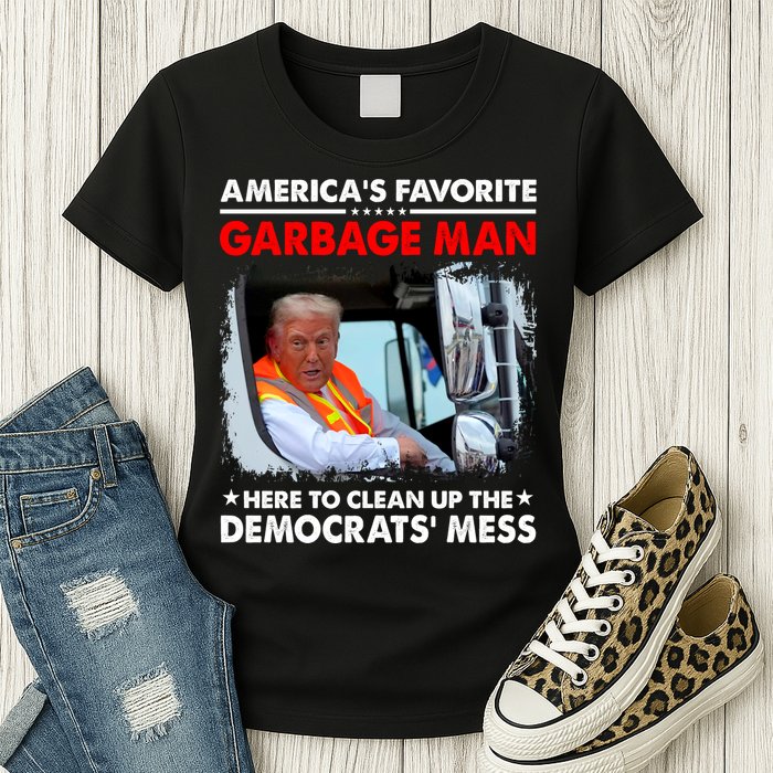 Americas Favorite Garbage Man Here To Clean Up The Democrats Mess Trump 2024 Womens T-Shirt