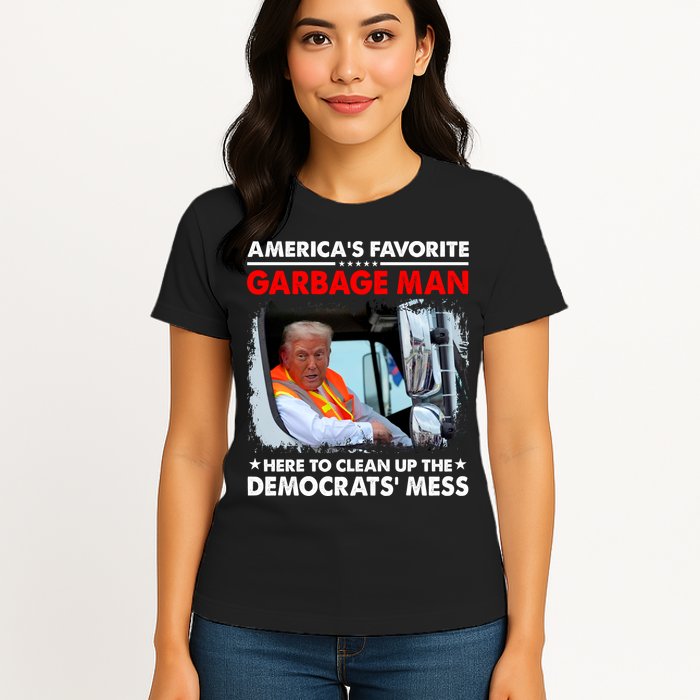 Americas Favorite Garbage Man Here To Clean Up The Democrats Mess Trump 2024 Womens T-Shirt