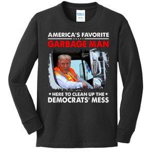 Americas Favorite Garbage Man Here To Clean Up The Democrats Mess Trump 2024 Kids Long Sleeve Shirt