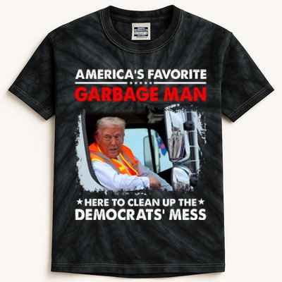 Americas Favorite Garbage Man Here To Clean Up The Democrats Mess Trump 2024 Kids Tie-Dye T-Shirt