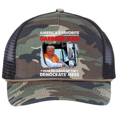 Americas Favorite Garbage Man Here To Clean Up The Democrats Mess Trump 2024 Retro Rope Trucker Hat Cap