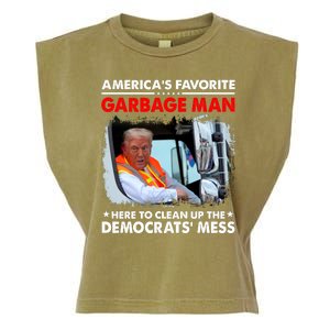 Americas Favorite Garbage Man Here To Clean Up The Democrats Mess Trump 2024 Garment-Dyed Women's Muscle Tee