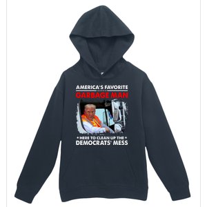 Americas Favorite Garbage Man Here To Clean Up The Democrats Mess Trump 2024 Urban Pullover Hoodie