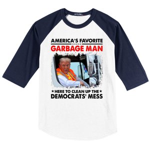 Americas Favorite Garbage Man Here To Clean Up The Democrats Mess Trump 2024 Baseball Sleeve Shirt