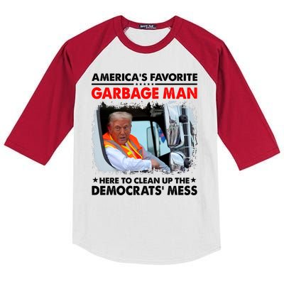 Americas Favorite Garbage Man Here To Clean Up The Democrats Mess Trump 2024 Kids Colorblock Raglan Jersey