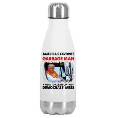 Americas Favorite Garbage Man Here To Clean Up The Democrats Mess Trump 2024 Stainless Steel Insulated Water Bottle