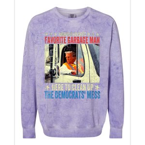 AmericaS Favorite Garbage Man Trump Rides In Garbage Truck Colorblast Crewneck Sweatshirt