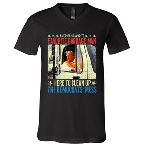 AmericaS Favorite Garbage Man Trump Rides In Garbage Truck V-Neck T-Shirt