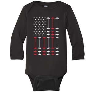 American Flag Gym 4th Of July Fitness Athlete Trainer Baby Long Sleeve Bodysuit