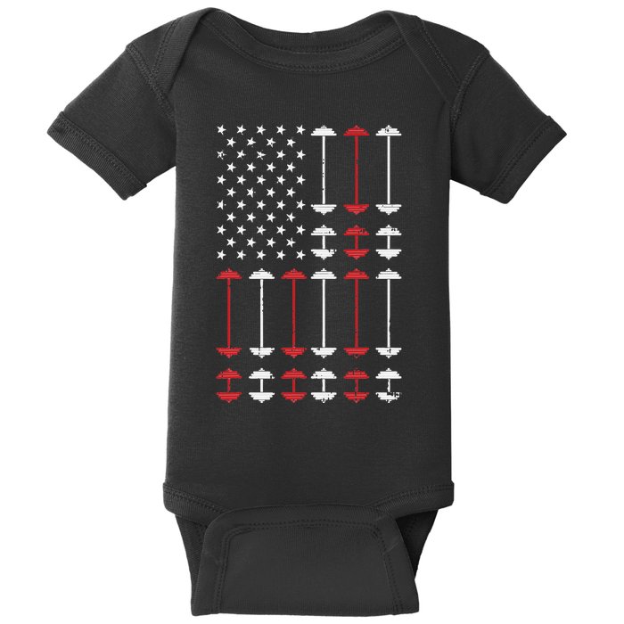 American Flag Gym 4th Of July Fitness Athlete Trainer Baby Bodysuit