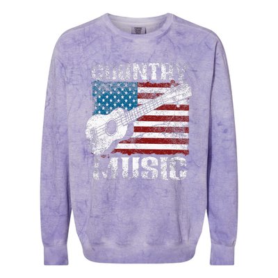 American Flag Guitar Player Funny Country Music Lover Colorblast Crewneck Sweatshirt