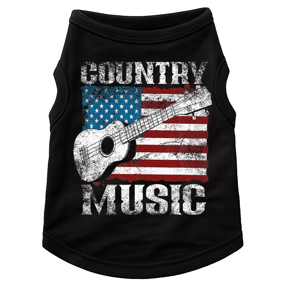 American Flag Guitar Player Funny Country Music Lover Doggie Tank