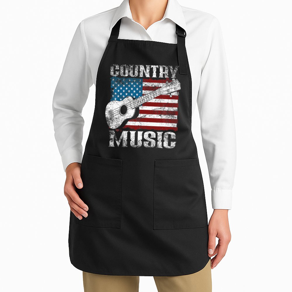 American Flag Guitar Player Funny Country Music Lover Apron