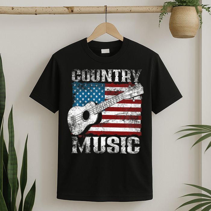 American Flag Guitar Player Funny Country Music Lover T-Shirt
