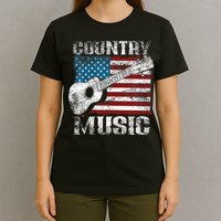 American Flag Guitar Player Funny Country Music Lover T-Shirt