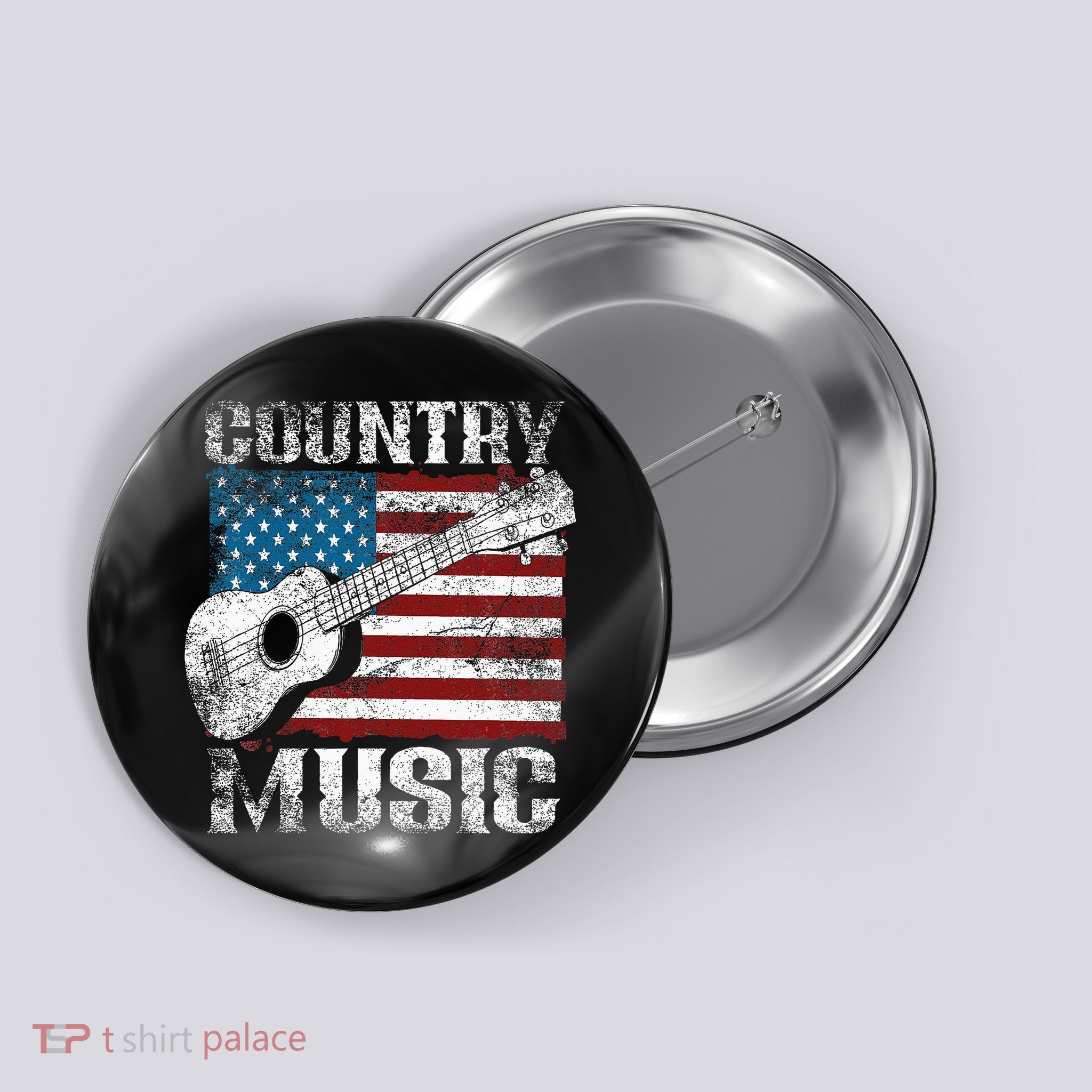 American Flag Guitar Player Funny Country Music Lover Button