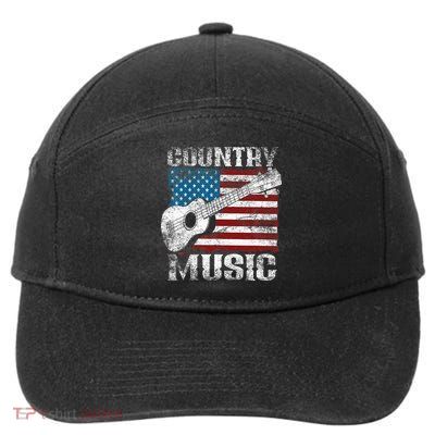 American Flag Guitar Player Funny Country Music Lover 7-Panel Snapback Hat