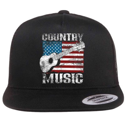 American Flag Guitar Player Funny Country Music Lover Flatbill Hat