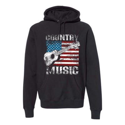 American Flag Guitar Player Funny Country Music Lover Premium Hoodie