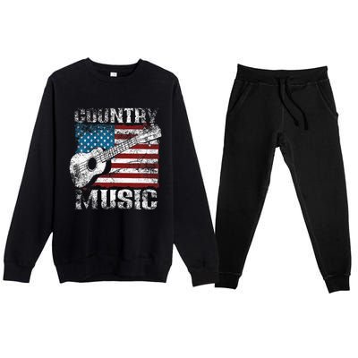 American Flag Guitar Player Funny Country Music Lover Premium Crewneck Sweatsuit Set