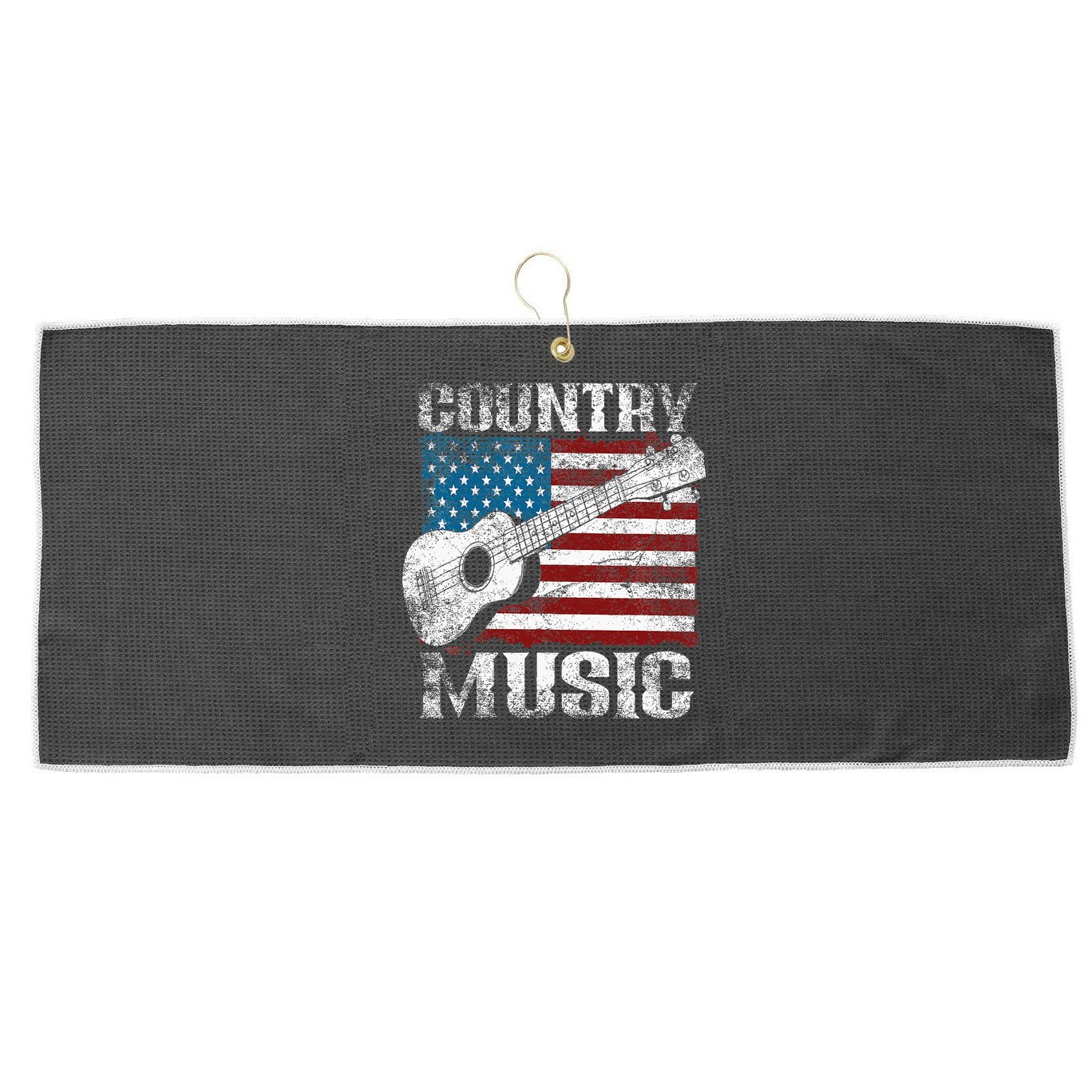 American Flag Guitar Player Funny Country Music Lover Large Microfiber Waffle Golf Towel