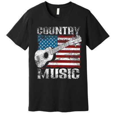 American Flag Guitar Player Funny Country Music Lover Premium T-Shirt