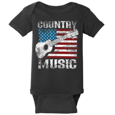 American Flag Guitar Player Funny Country Music Lover Baby Bodysuit