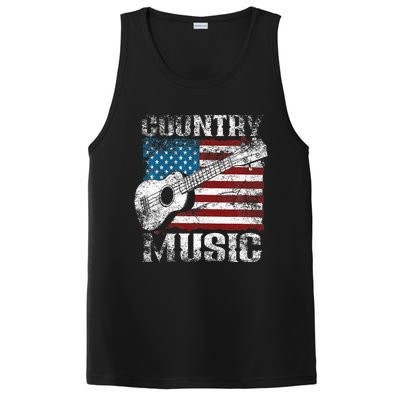 American Flag Guitar Player Funny Country Music Lover PosiCharge Competitor Tank