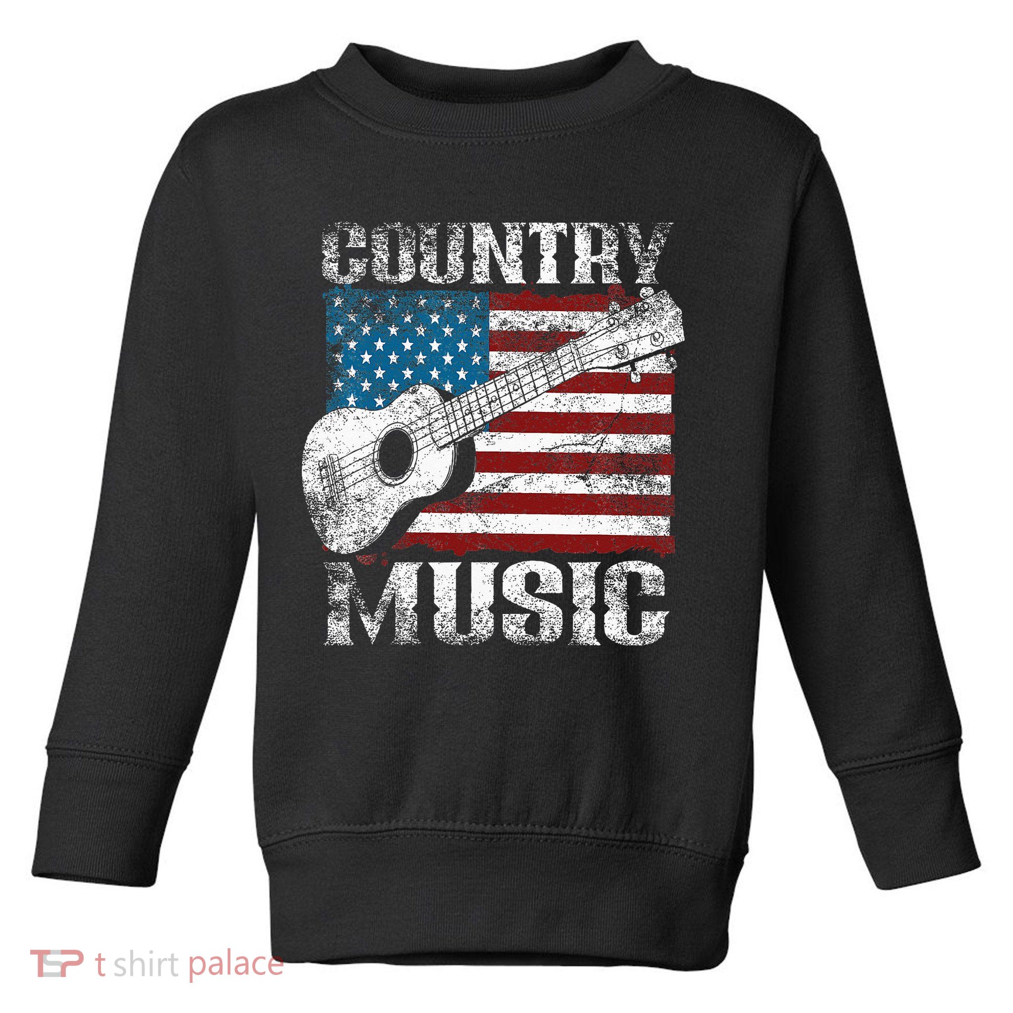 American Flag Guitar Player Funny Country Music Lover Toddler Sweatshirt