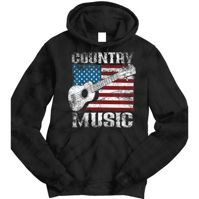 American Flag Guitar Player Funny Country Music Lover Tie Dye Hoodie