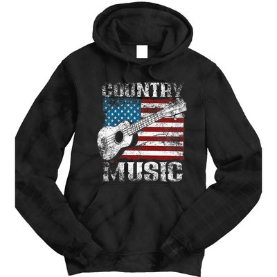 American Flag Guitar Player Funny Country Music Lover Tie Dye Hoodie