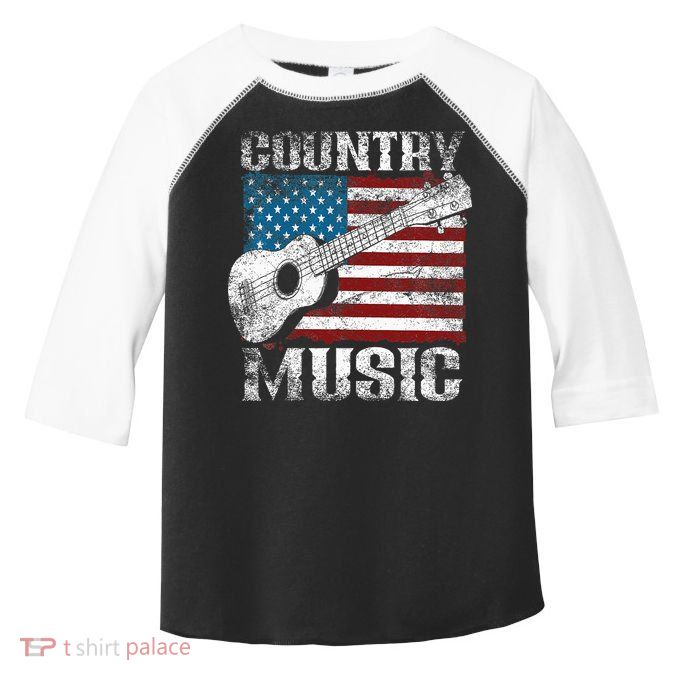 American Flag Guitar Player Funny Country Music Lover Toddler Fine Jersey T-Shirt