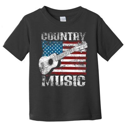 American Flag Guitar Player Funny Country Music Lover Toddler T-Shirt