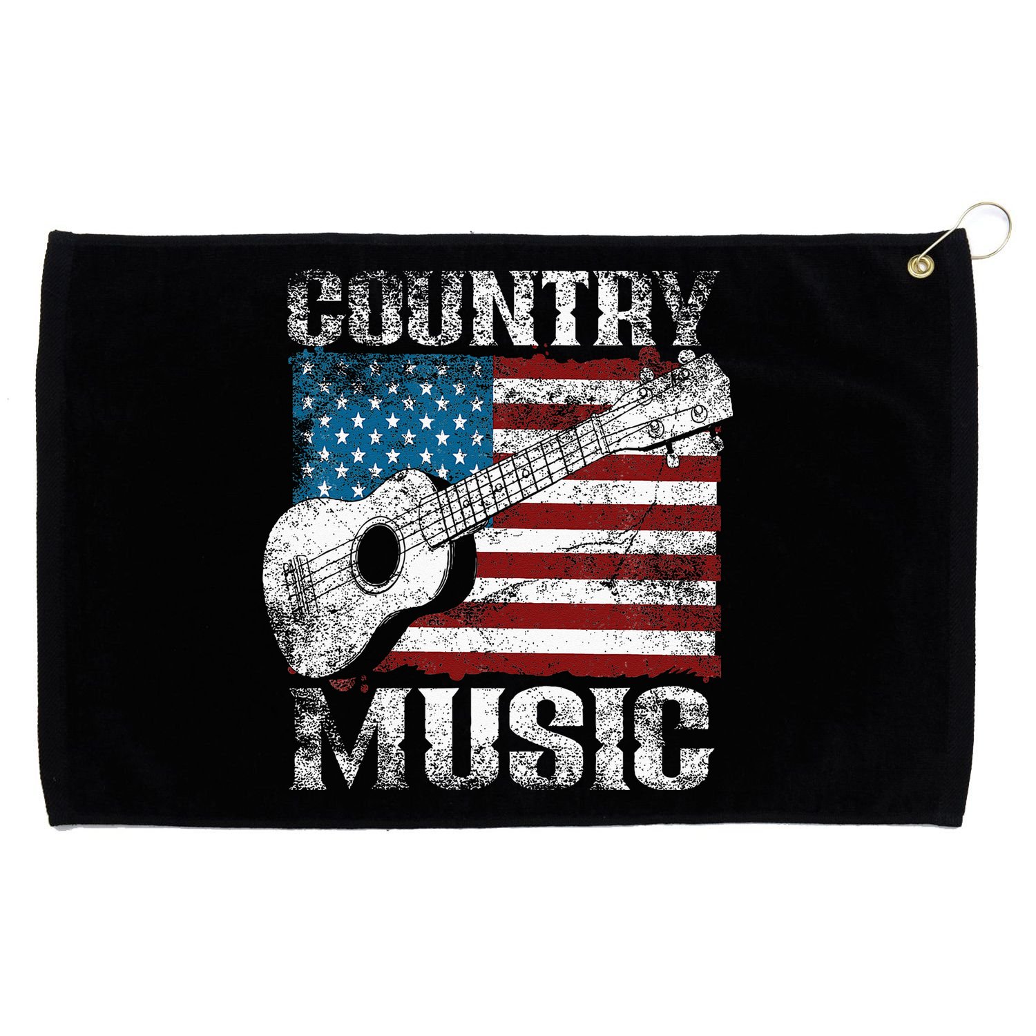 American Flag Guitar Player Funny Country Music Lover Grommeted Golf Towel