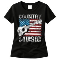 American Flag Guitar Player Funny Country Music Lover Womens T-Shirt