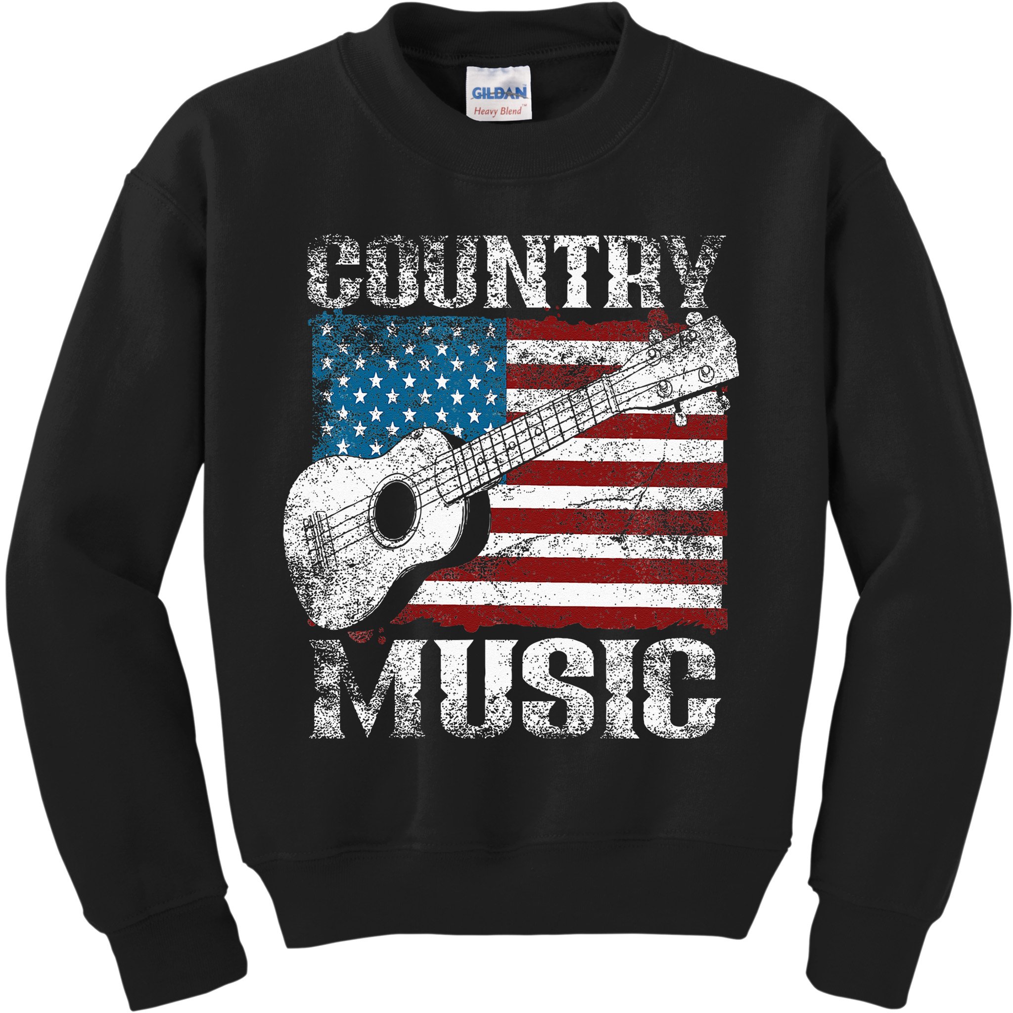 American Flag Guitar Player Funny Country Music Lover Kids Sweatshirt